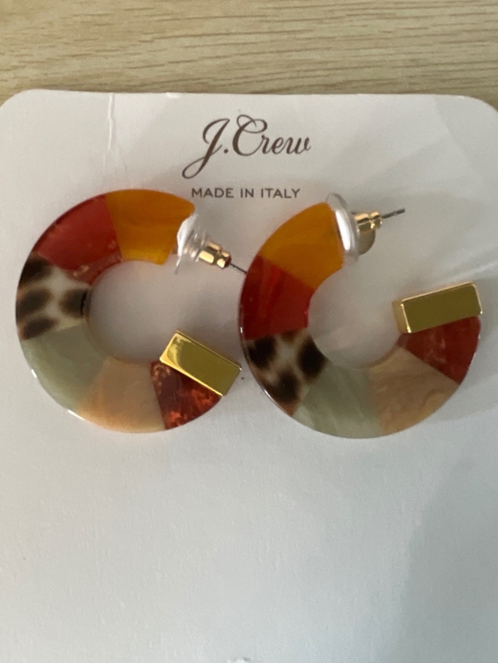 Made-in-Italy mixed acetate hoop earrings